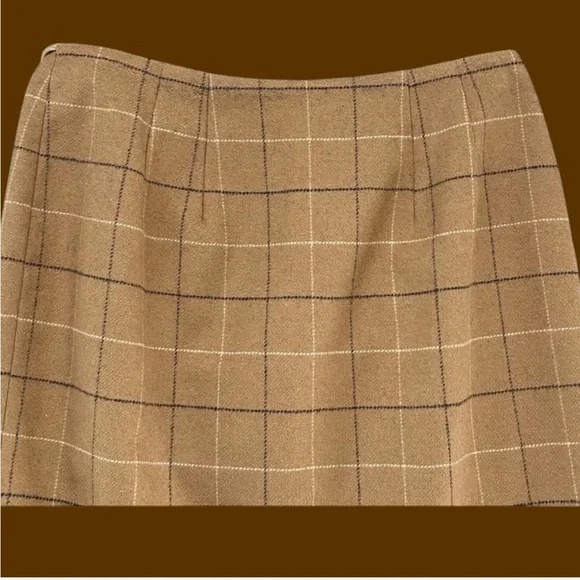 VINTAGE TALBOTS Wool Blend Preppy Chic Plaid Tan Min(d)I Wrap Skirt. NWOT. - Picture 5 of 8